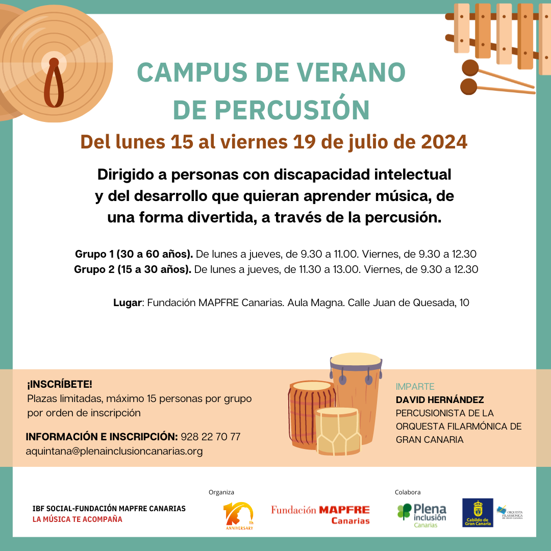 Campus de percusión para personas con discapacidad